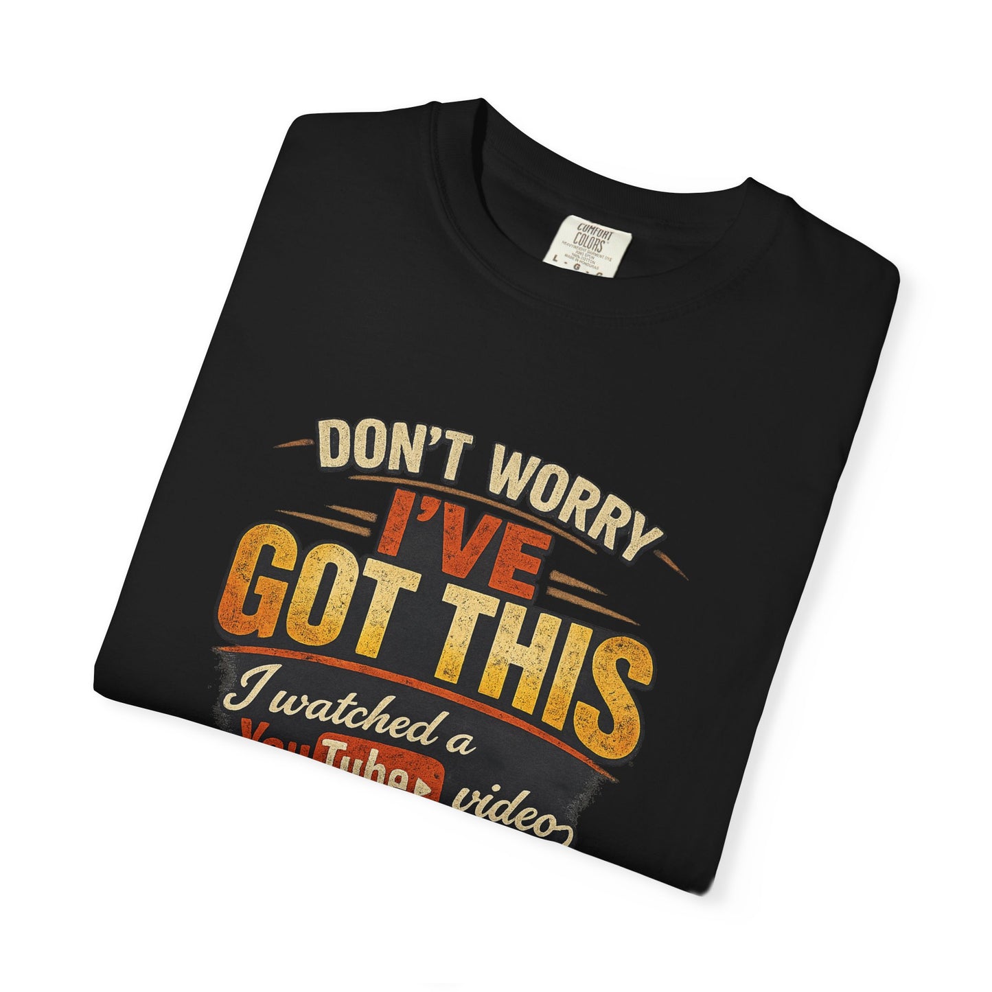 Black t-shirt with motivational quote on a white background